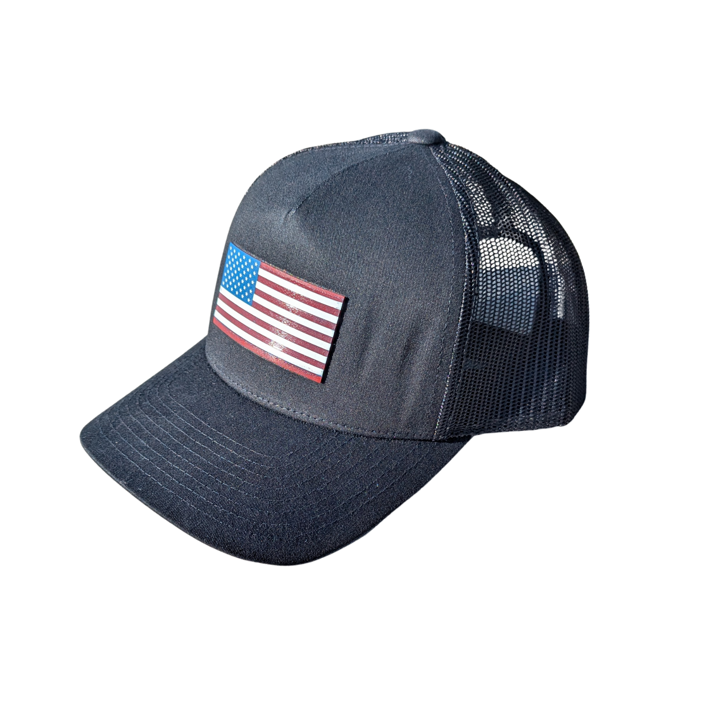 USA Flag, Yupoong 6506 Adult 5-Panel Retro Trucker Cap