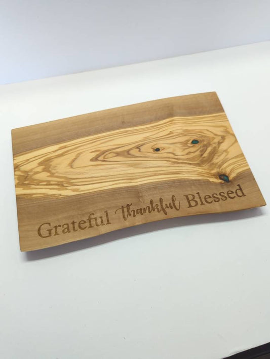 Handmade Laser Engraved Olivewood Serving Trays
