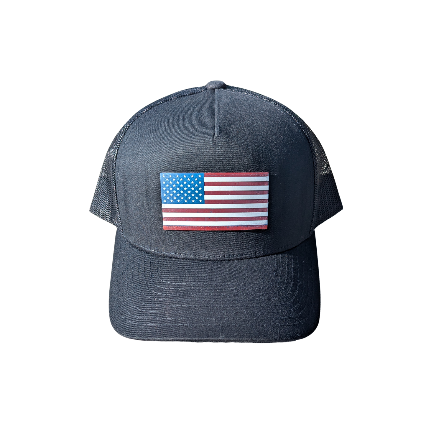 USA Flag, Yupoong 6506 Adult 5-Panel Retro Trucker Cap