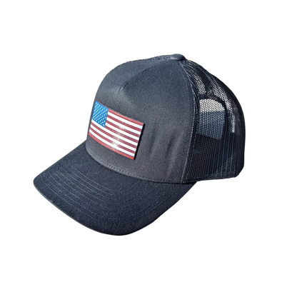 USA Flag, Yupoong 6506 Adult 5-Panel Retro Trucker Cap